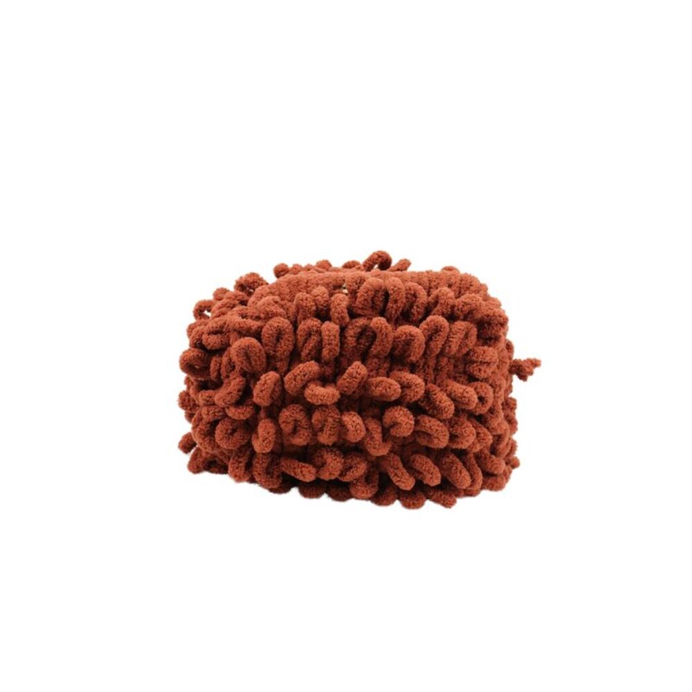 Designer Womens Chunky Crochet Puffy Clutch Handbag Brown